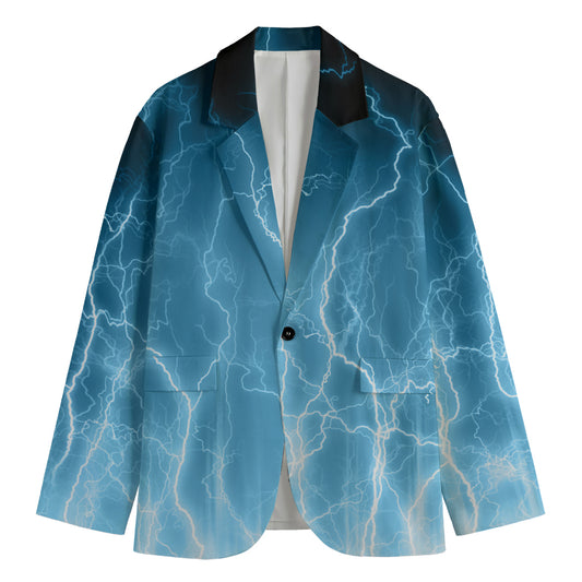 Blue Lightning Print Men's Blazer