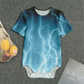 Blue Lightning Print Men's Bodysuit