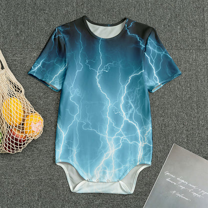 Blue Lightning Print Men's Bodysuit
