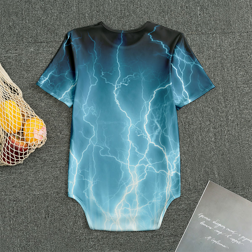 Blue Lightning Print Men's Bodysuit