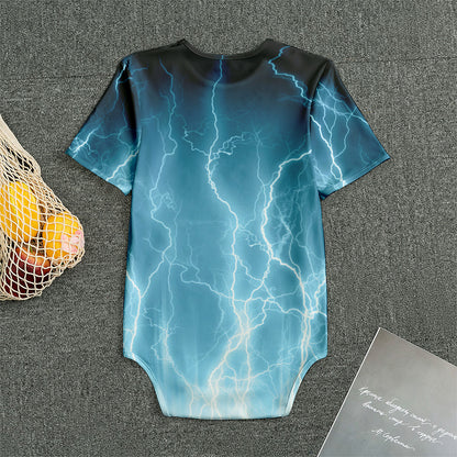 Blue Lightning Print Men's Bodysuit
