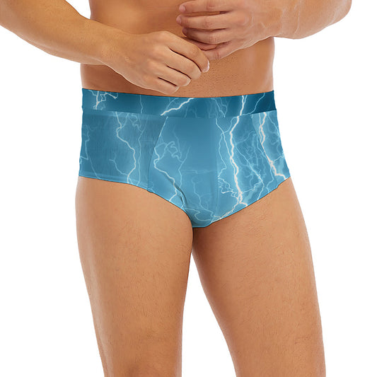 Blue Lightning Print Men's Briefs