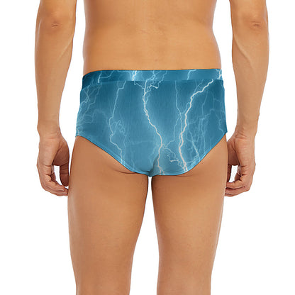 Blue Lightning Print Men's Briefs