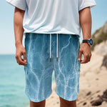 Blue Lightning Print Men's Cargo Shorts