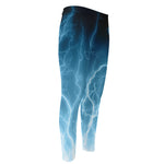 Blue Lightning Print Men's Compression Pants