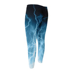 Blue Lightning Print Men's Compression Pants