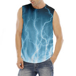 Blue Lightning Print Men's Fitness Tank Top