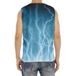 Blue Lightning Print Men's Fitness Tank Top
