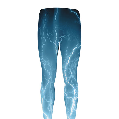 Blue Lightning Print Men's leggings