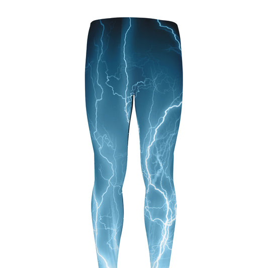 Blue Lightning Print Men's leggings