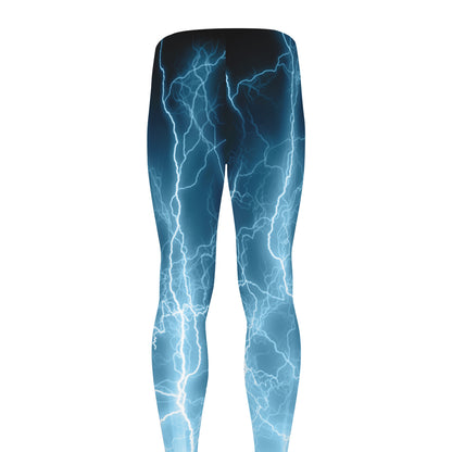 Blue Lightning Print Men's leggings