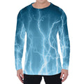 Blue Lightning Print Men's Long Sleeve T-Shirt