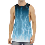 Blue Lightning Print Men's Muscle Tank Top
