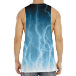 Blue Lightning Print Men's Muscle Tank Top