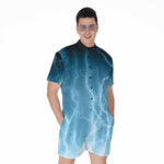 Blue Lightning Print Men's Rompers