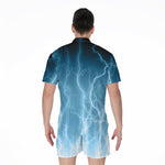 Blue Lightning Print Men's Rompers