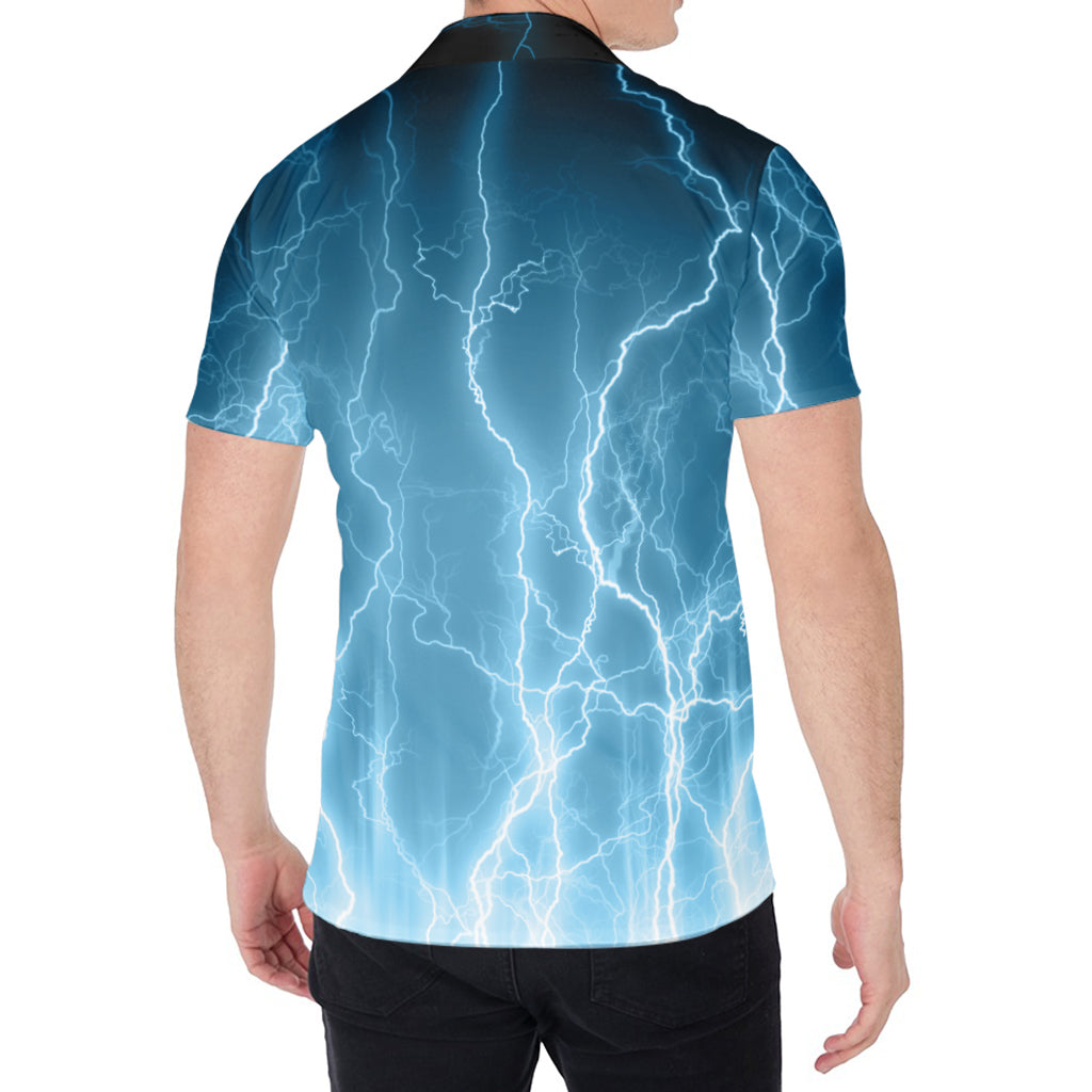 Blue Lightning Print Men's Shirt