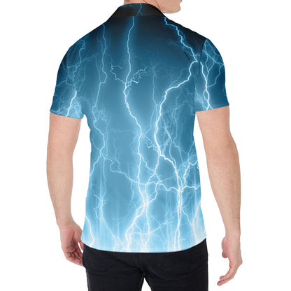 Blue Lightning Print Men's Shirt