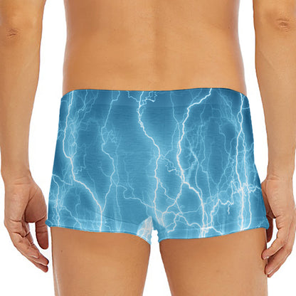 Blue Lightning Print Men's Short Boxer Briefs