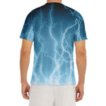 Blue Lightning Print Men's Short Sleeve Rash Guard