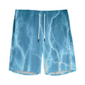 Blue Lightning Print Men's Athletic Shorts