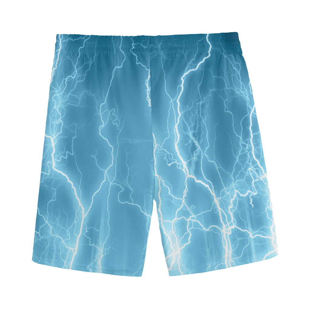 Blue Lightning Print Men's Sports Shorts