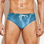 Blue Lightning Print Men's Swim Briefs