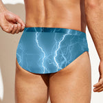 Blue Lightning Print Men's Swim Briefs