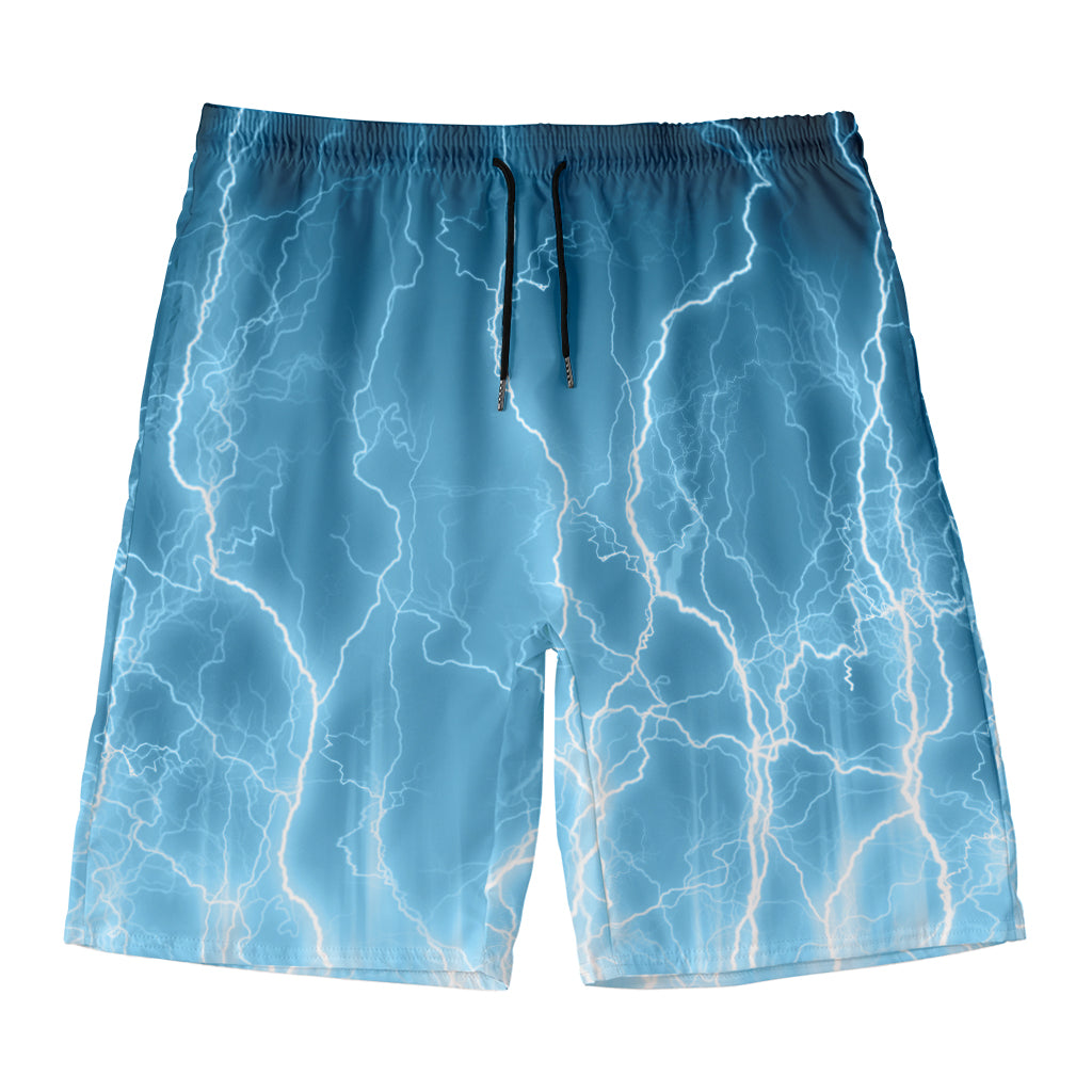 Blue Lightning Print Men's Swim Trunks