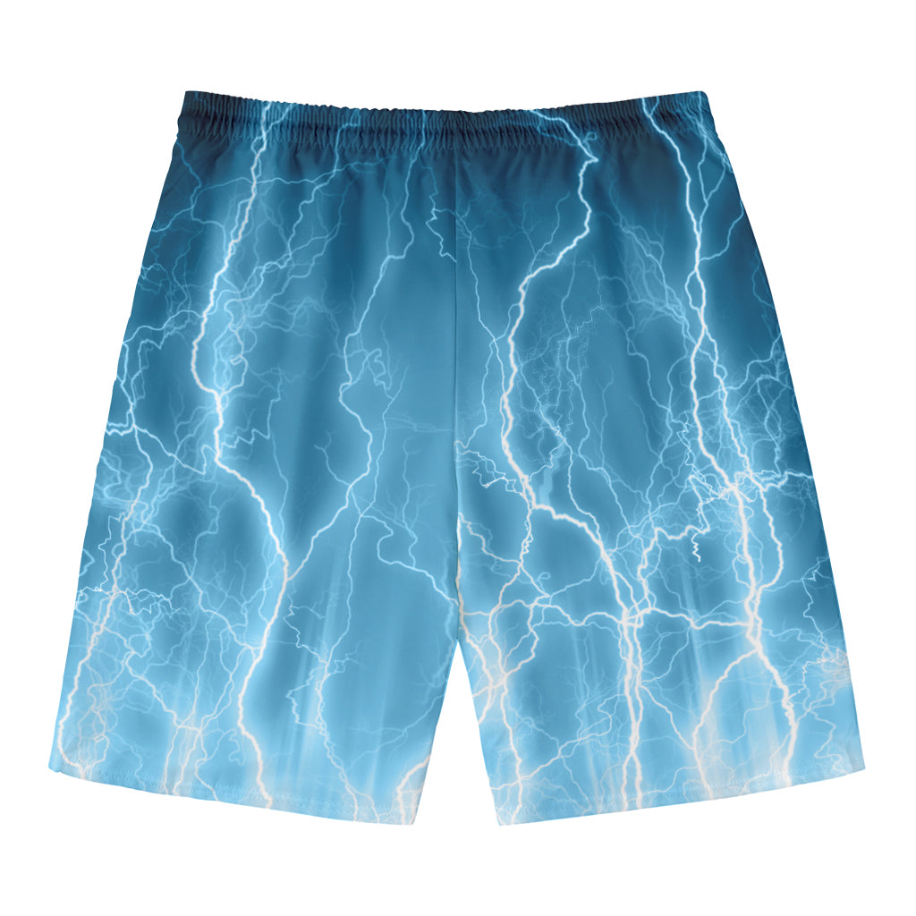 Blue Lightning Print Men's Swim Trunks