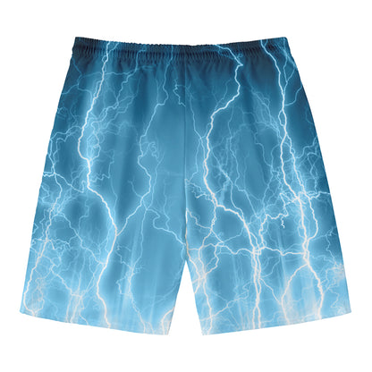 Blue Lightning Print Men's Swim Trunks