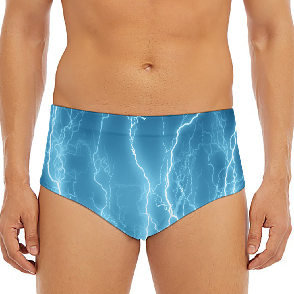 Blue Lightning Print Men's Triangle Swim Briefs
