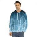 Blue Lightning Print Men's Velvet Pullover Hoodie