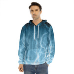 Blue Lightning Print Men's Velvet Pullover Hoodie