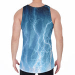 Blue Lightning Print Men's Velvet Tank Top