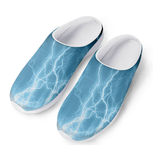 Blue Lightning Print Mesh Casual Shoes