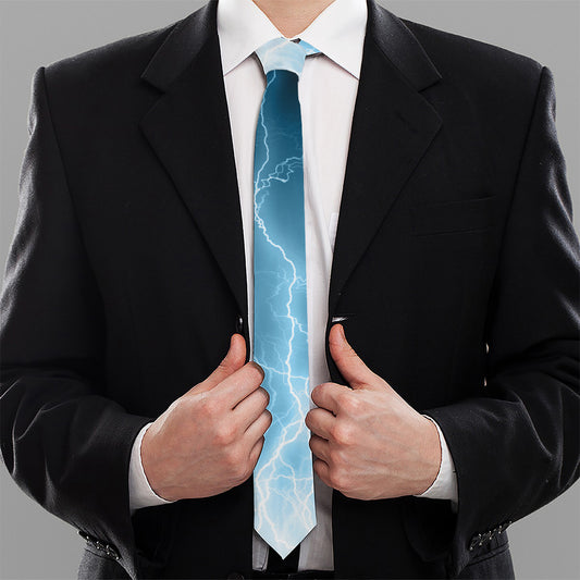 Blue Lightning Print Necktie