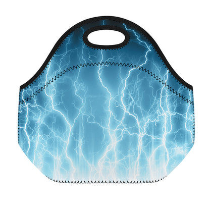 Blue Lightning Print Neoprene Lunch Bag