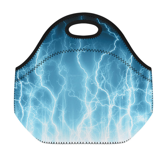 Blue Lightning Print Neoprene Lunch Bag