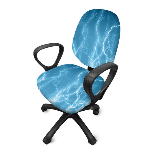 Blue Lightning Print Office Chair Cover