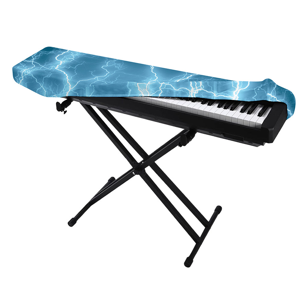Blue Lightning Print Piano Keyboard Cover