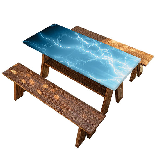 Blue Lightning Print Picnic Table Cover
