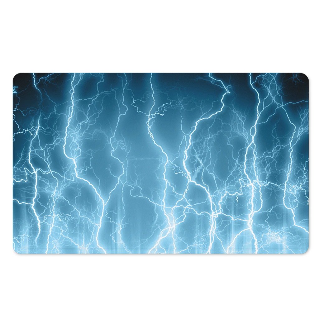 Blue Lightning Print Polyester Doormat