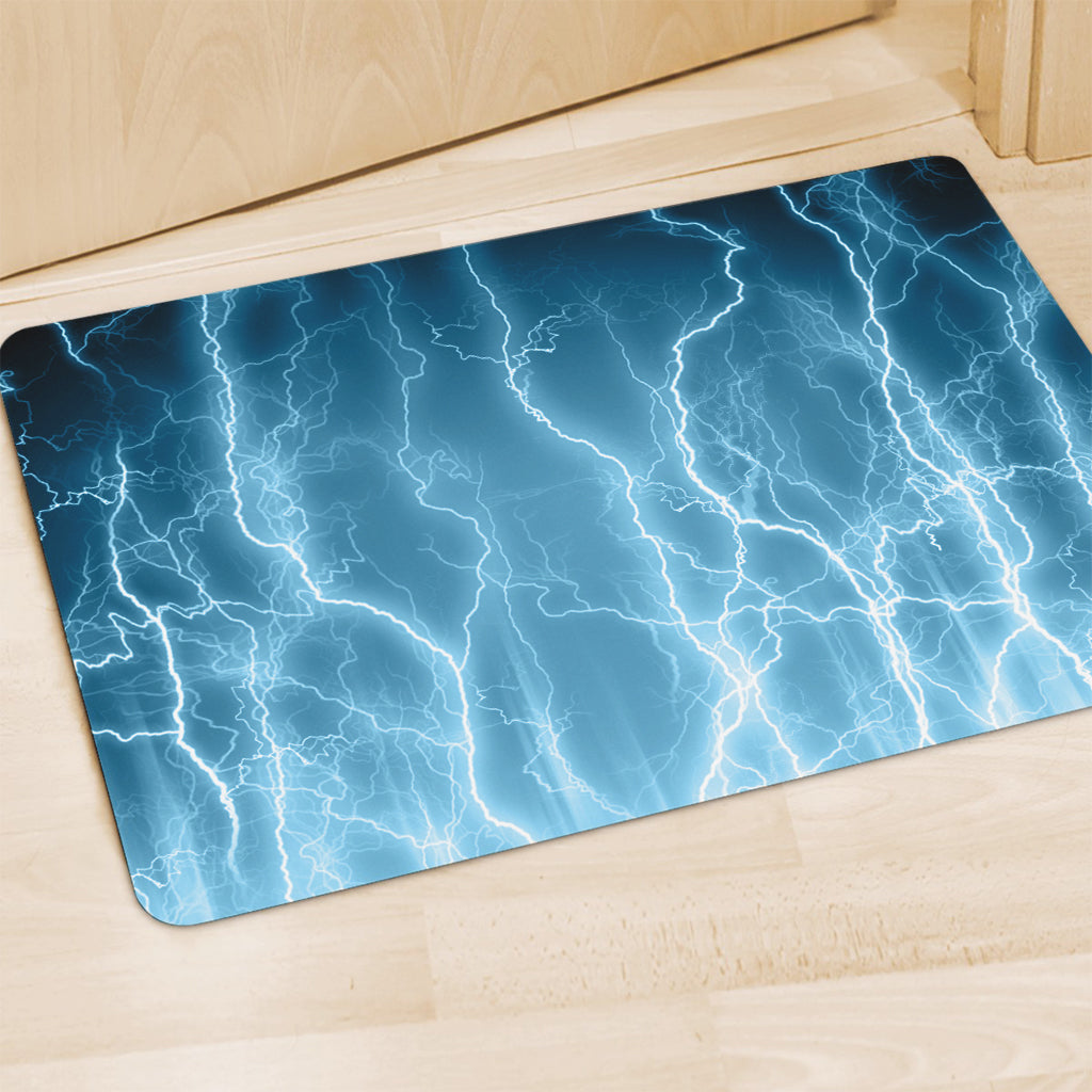 Blue Lightning Print Polyester Doormat