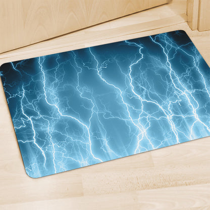 Blue Lightning Print Polyester Doormat