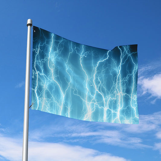 Blue Lightning Print Polyester Flag
