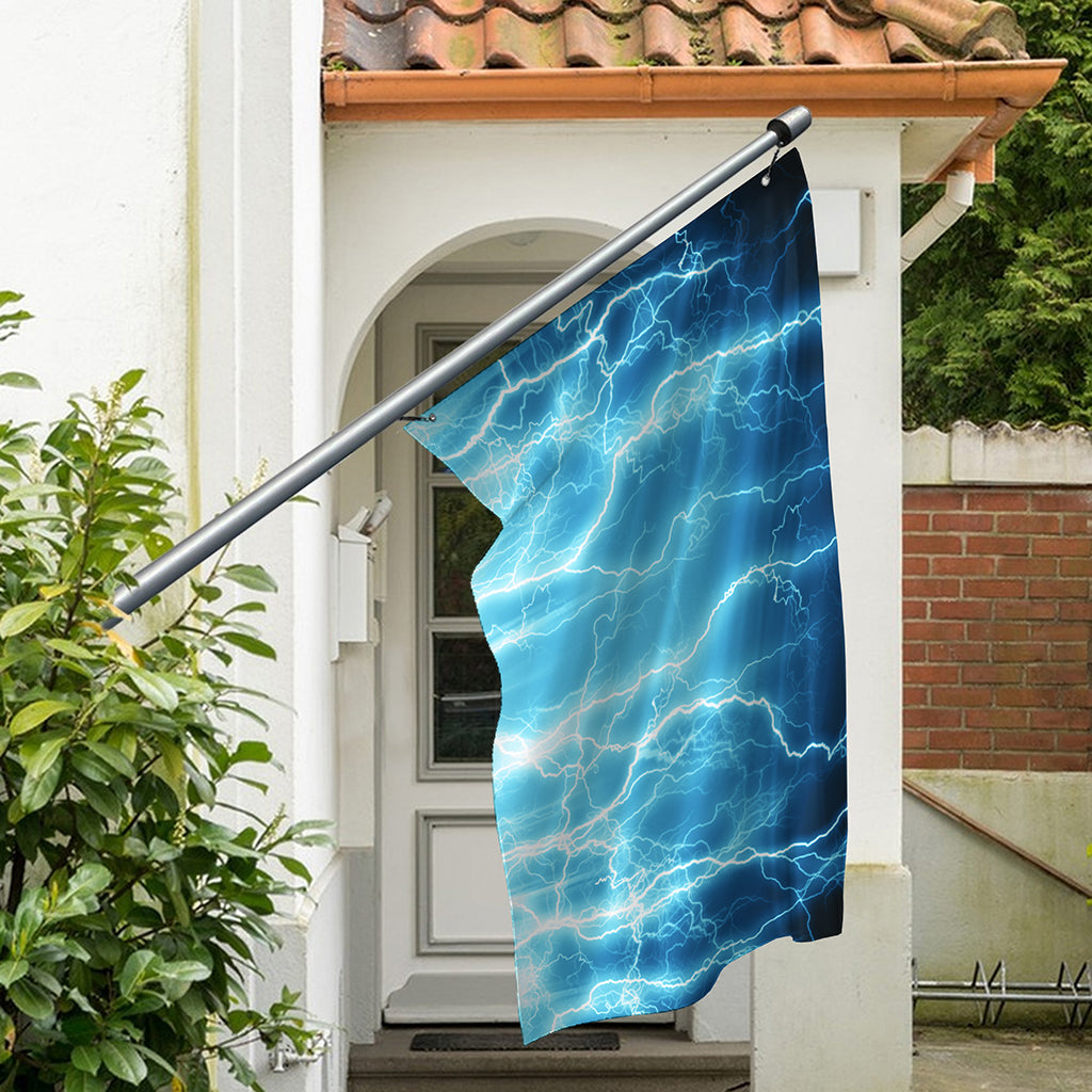 Blue Lightning Print Polyester Flag