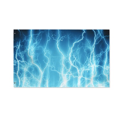 Blue Lightning Print Polyester Flag