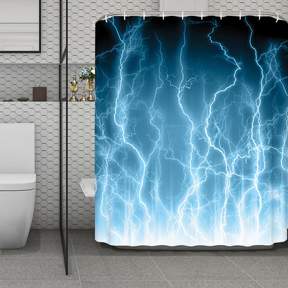 Blue Lightning Print Polyester Shower Curtain