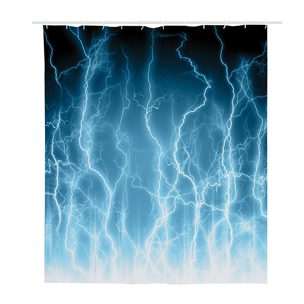 Blue Lightning Print Polyester Shower Curtain